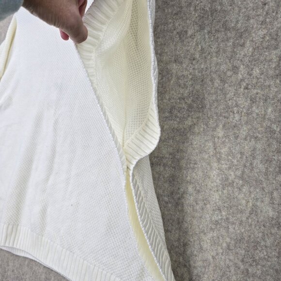 Loft Women’s Ivory Button-Side Knit Poncho Sweater XS/S Acrylic Turtleneck - Picture 3 of 8